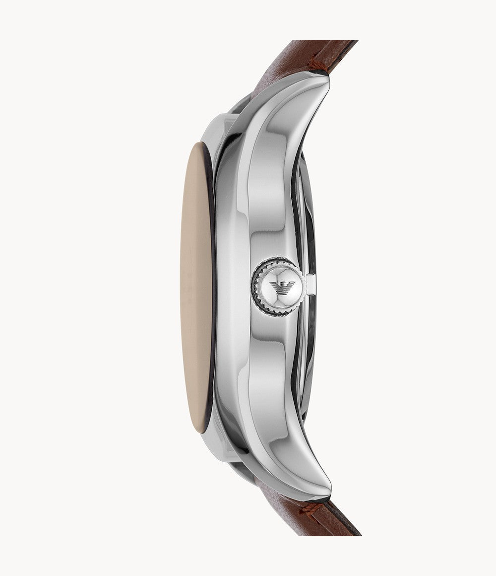 Emporio Armani AR60017 Automatic Brown Leather Men's Watch 723763286695 Emporio Armani AR60017 Automatic Brown Leather Men's Watch 723763286695